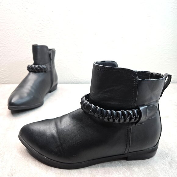 Comfortview Pointed Ankle Booties 7.5 Wide Fit Black Moto Short Heeled Bootie - Picture 1 of 11